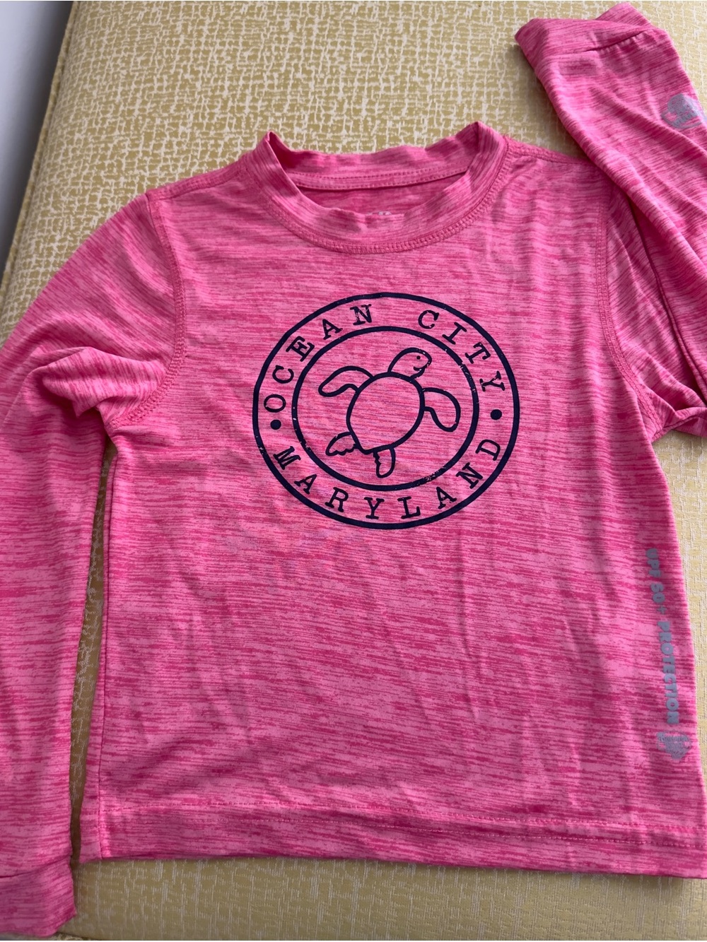 Banana Republic Pink Heathered UPF 50+ Kids Rash Guard Tee